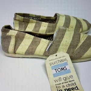 TOMS alpargata light yellow burlap fabric slip-on
